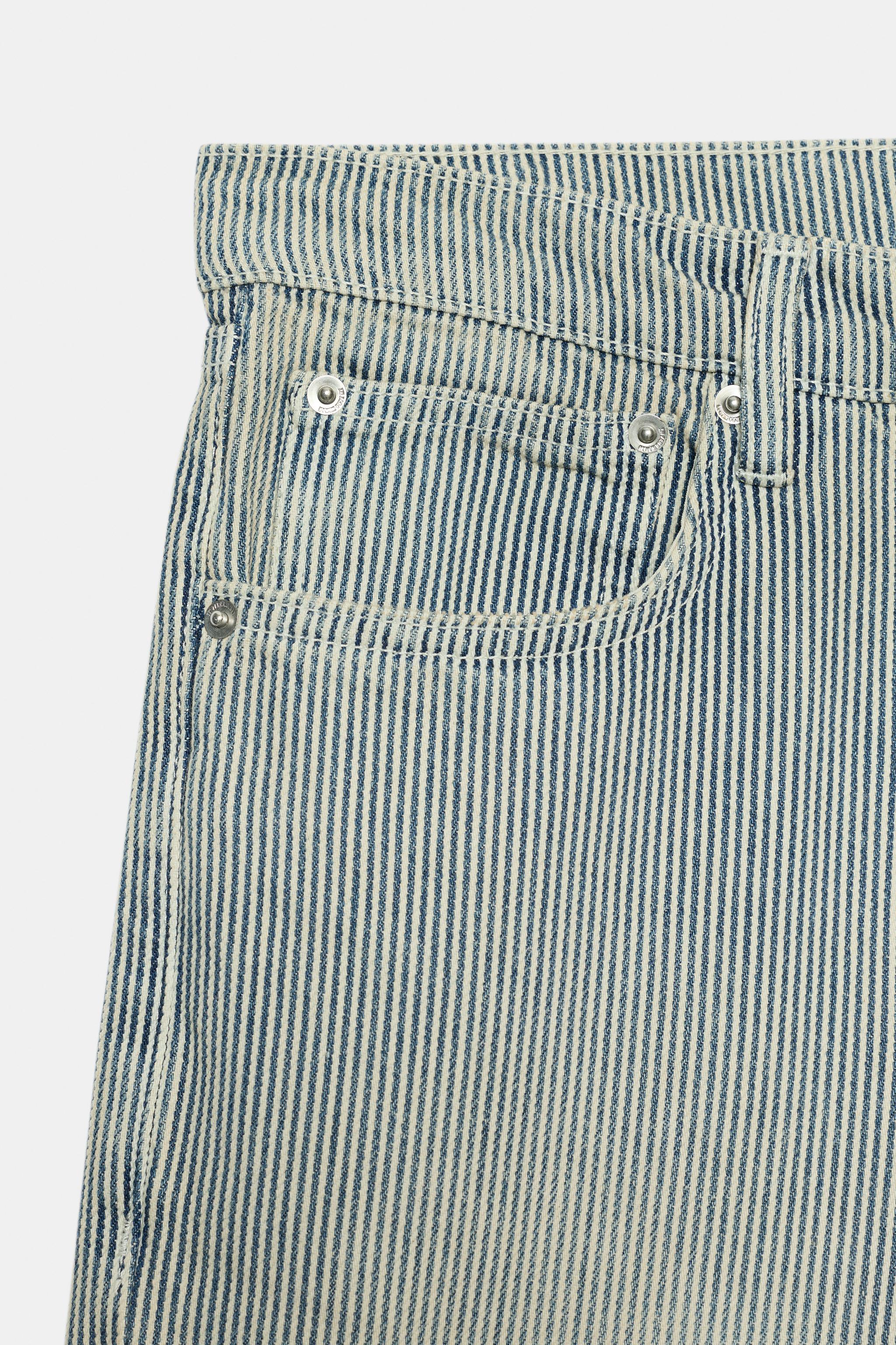 ZW COLLECTION LOW-RISE STRIPED STRAIGHT LEG JEANS